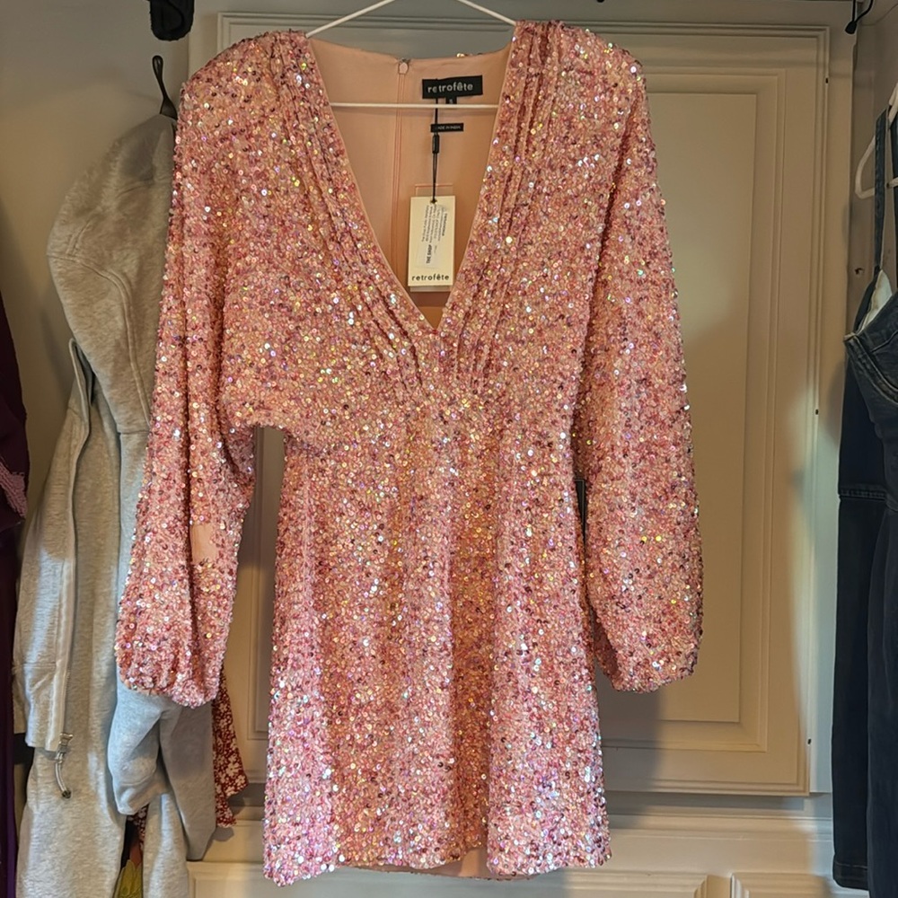 Retrofete pink, new with tags mini dress size small